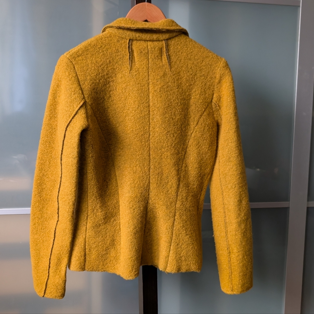 🇮🇹 Beautiful Textured Mustard Yellow Single-Button Blazer Jacket - S - Picture 12 of 12